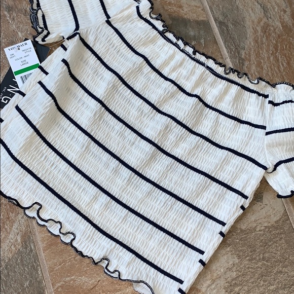 NWT Crop top L off-white & Navy - Picture 7 of 11